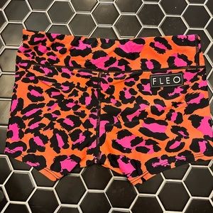 Fleo pink cheetah CrossFit work out shorts